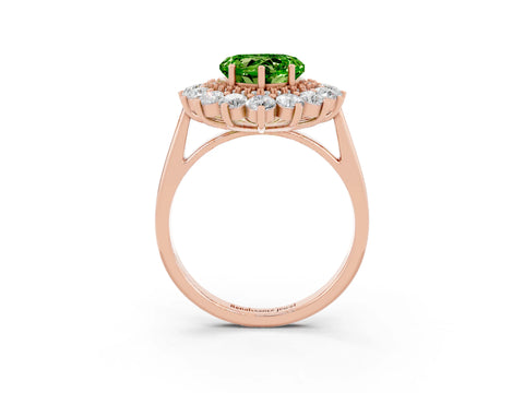 Rose gold Heart Cut Halo Cluster Diamond Ring with Pave Band and Four-Prong Setting_15