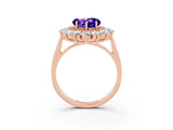 Rose gold Heart Cut Halo Cluster Diamond Ring with Pave Band and Four-Prong Setting_15