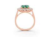 Rose gold Heart Cut Halo Cluster Diamond Ring with Pave Band and Four-Prong Setting_15