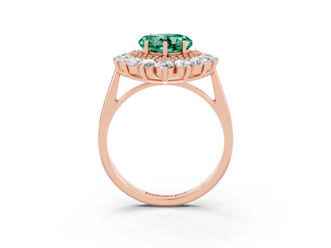 Rose gold Heart Cut Halo Cluster Diamond Ring with Pave Band and Four-Prong Setting_15
