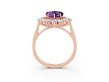Rose gold Heart Cut Halo Cluster Diamond Ring with Pave Band and Four-Prong Setting_15