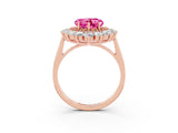 Rose gold Heart Cut Halo Cluster Diamond Ring with Pave Band and Four-Prong Setting_15