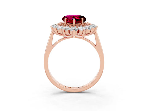 Rose gold Heart Cut Halo Cluster Diamond Ring with Pave Band and Four-Prong Setting_15