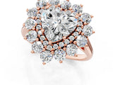 Rose gold Heart Cut Halo Cluster Diamond Ring with Pave Band and Four-Prong Setting_16