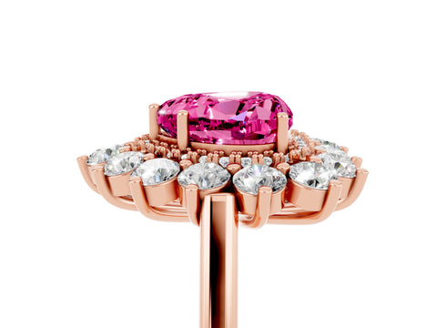 Rose gold Heart Cut Halo Cluster Diamond Ring with Pave Band and Four-Prong Setting_17