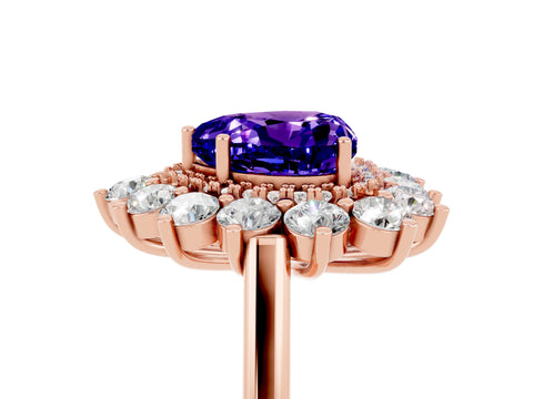 Rose gold Heart Cut Halo Cluster Diamond Ring with Pave Band and Four-Prong Setting_17