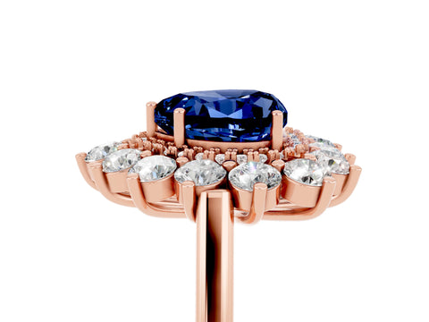 Rose gold Heart Cut Halo Cluster Diamond Ring with Pave Band and Four-Prong Setting_17