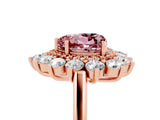 Rose gold Heart Cut Halo Cluster Diamond Ring with Pave Band and Four-Prong Setting_17