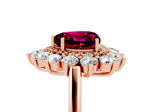 Rose gold Heart Cut Halo Cluster Diamond Ring with Pave Band and Four-Prong Setting_17