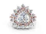 Rose gold Heart Cut Halo Cluster Diamond Ring with Pave Band and Four-Prong Setting_3