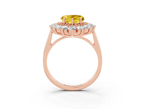 Rose gold Heart Cut Halo Cluster Diamond Ring with Pave Band and Four-Prong Setting_3