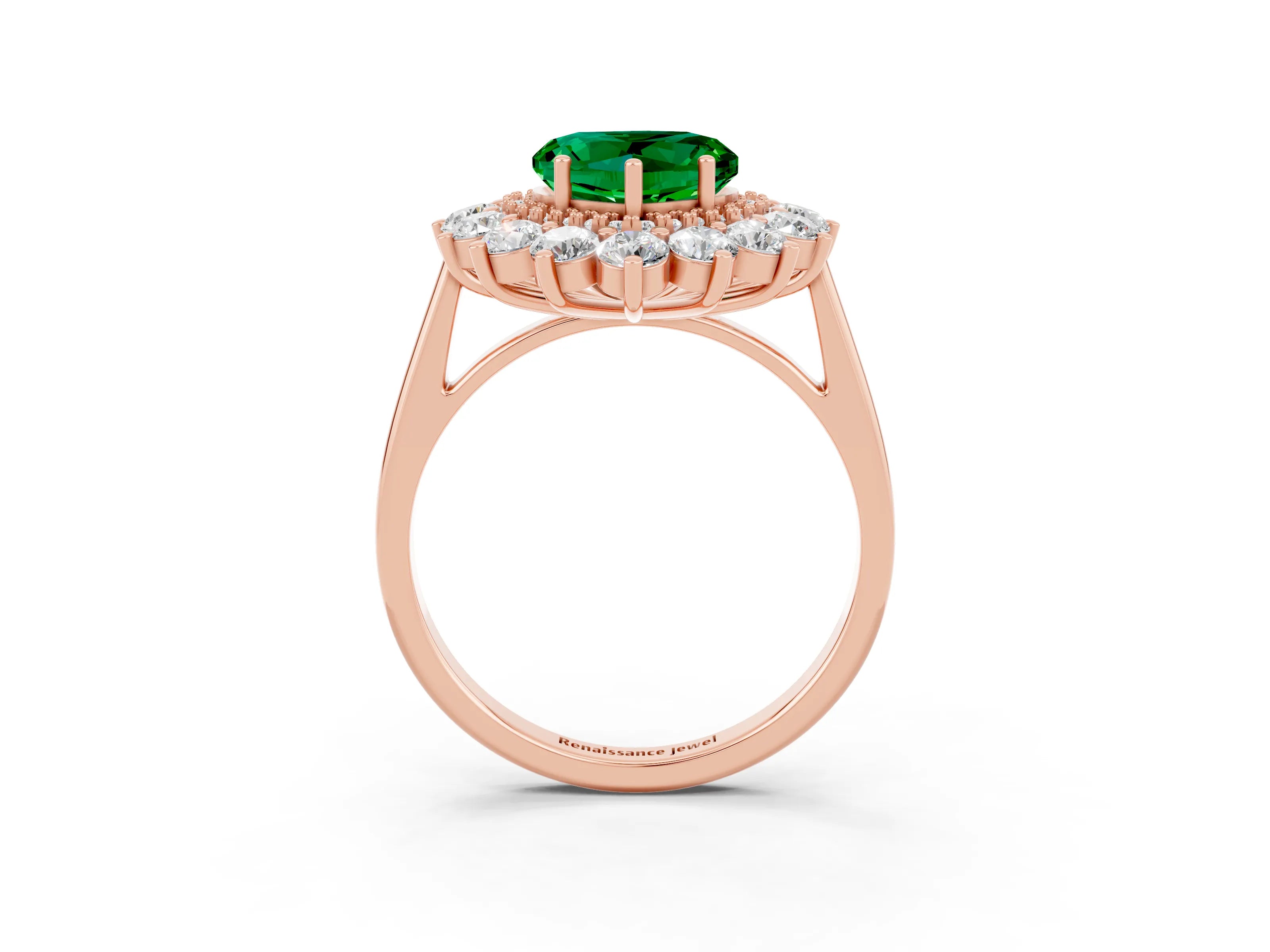 Rose gold Heart Cut Halo Cluster Diamond Ring with Pave Band and Four-Prong Setting_3