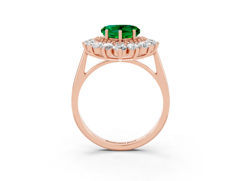 Rose gold Heart Cut Halo Cluster Diamond Ring with Pave Band and Four-Prong Setting_3