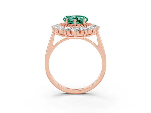 Rose gold Heart Cut Halo Cluster Diamond Ring with Pave Band and Four-Prong Setting_3