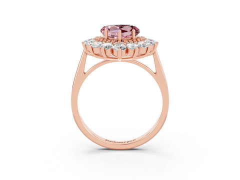 Rose gold Heart Cut Halo Cluster Diamond Ring with Pave Band and Four-Prong Setting_3