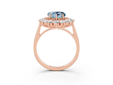 Rose gold Heart Cut Halo Cluster Diamond Ring with Pave Band and Four-Prong Setting_3