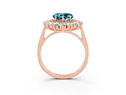 Rose gold Heart Cut Halo Cluster Diamond Ring with Pave Band and Four-Prong Setting_3