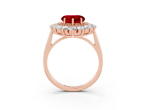 Rose gold Heart Cut Halo Cluster Diamond Ring with Pave Band and Four-Prong Setting_3