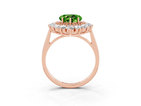 Rose gold Heart Cut Halo Cluster Diamond Ring with Pave Band and Four-Prong Setting_3