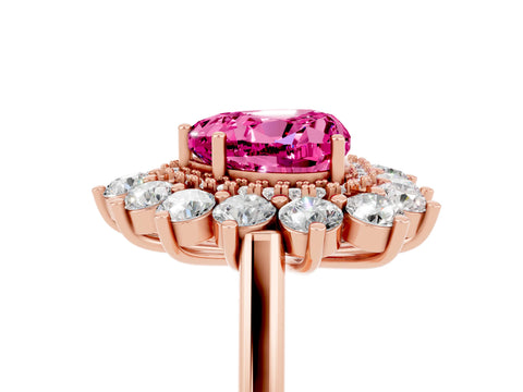 Rose gold Heart Cut Halo Cluster Diamond Ring with Pave Band and Four-Prong Setting_5