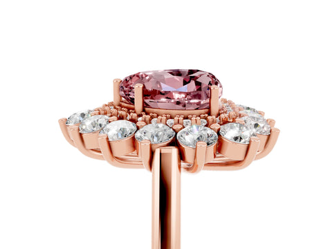 Rose gold Heart Cut Halo Cluster Diamond Ring with Pave Band and Four-Prong Setting_5