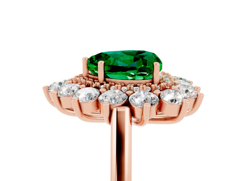 Rose gold Heart Cut Halo Cluster Diamond Ring with Pave Band and Four-Prong Setting_5