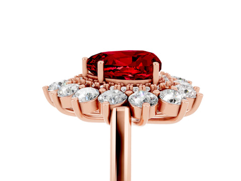 Rose gold Heart Cut Halo Cluster Diamond Ring with Pave Band and Four-Prong Setting_5
