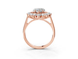 Rose gold Heart Cut Halo Cluster Diamond Ring with Pave Band and Four-Prong Setting_6