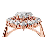 Rose gold Heart Cut Halo Cluster Diamond Ring with Pave Band and Four-Prong Setting_7