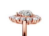 Rose gold Heart Cut Halo Cluster Diamond Ring with Pave Band and Four-Prong Setting_8