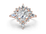 Rose gold Heart Cut Halo Diamond Cluster Ring with Marquise and Round Stones on a White Gold Band with Prong Setting_27