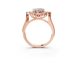 Rose gold Heart Cut Halo Diamond Cluster Ring with Marquise and Round Stones on a White Gold Band with Prong Setting_30