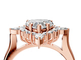 Rose gold Heart Cut Halo Diamond Cluster Ring with Marquise and Round Stones on a White Gold Band with Prong Setting_31