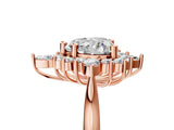 Rose gold Heart Cut Halo Diamond Cluster Ring with Marquise and Round Stones on a White Gold Band with Prong Setting_32