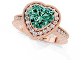 Rose gold Heart Cut Halo Diamond Engagement Ring with Milgrain Pave Band and Four-Prong Setting_1