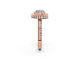 Rose gold Heart Cut Halo Diamond Engagement Ring with Milgrain Pave Band and Four-Prong Setting_2