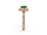 Rose gold Heart Cut Halo Diamond Engagement Ring with Milgrain Pave Band and Four-Prong Setting_2