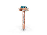 Rose gold Heart Cut Halo Diamond Engagement Ring with Milgrain Pave Band and Four-Prong Setting_2