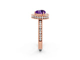 Rose gold Heart Cut Halo Diamond Engagement Ring with Milgrain Pave Band and Four-Prong Setting_2