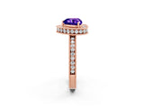 Rose gold Heart Cut Halo Diamond Engagement Ring with Milgrain Pave Band and Four-Prong Setting_2