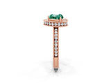 Rose gold Heart Cut Halo Diamond Engagement Ring with Milgrain Pave Band and Four-Prong Setting_2