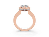 Rose gold Heart Cut Halo Diamond Engagement Ring with Milgrain Pave Band and Four-Prong Setting_3