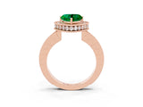 Rose gold Heart Cut Halo Diamond Engagement Ring with Milgrain Pave Band and Four-Prong Setting_3