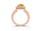 Rose gold Heart Cut Halo Diamond Engagement Ring with Milgrain Pave Band and Four-Prong Setting_3