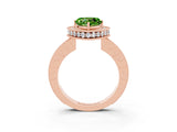 Rose gold Heart Cut Halo Diamond Engagement Ring with Milgrain Pave Band and Four-Prong Setting_3