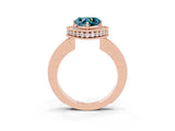 Rose gold Heart Cut Halo Diamond Engagement Ring with Milgrain Pave Band and Four-Prong Setting_3