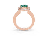 Rose gold Heart Cut Halo Diamond Engagement Ring with Milgrain Pave Band and Four-Prong Setting_3