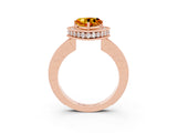 Rose gold Heart Cut Halo Diamond Engagement Ring with Milgrain Pave Band and Four-Prong Setting_3