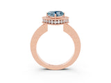 Rose gold Heart Cut Halo Diamond Engagement Ring with Milgrain Pave Band and Four-Prong Setting_3