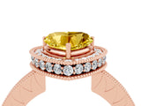 Rose gold Heart Cut Halo Diamond Engagement Ring with Milgrain Pave Band and Four-Prong Setting_4